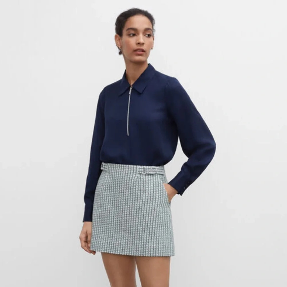 CLUB MONACO Tweed Jupe Preppy Green Multi Snaps Fall Winter Miniskirt